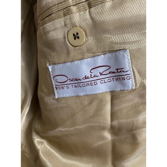 Oscar De La Renta Mens Cashmere Wool Solid Camel Blazer Sport Coat Size 44 R - Picture 3 of 5